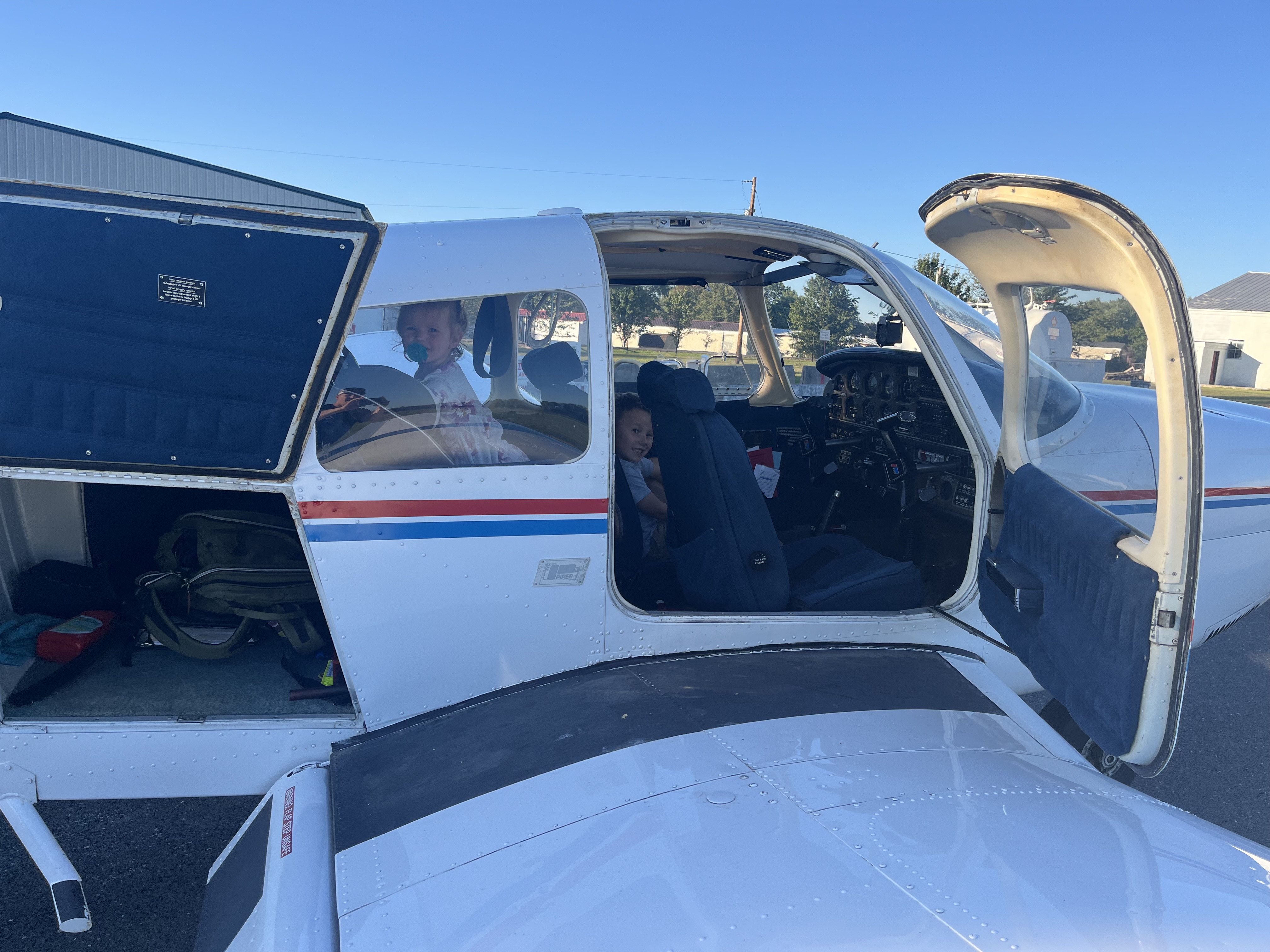 Piper Archer N2264M at night under moonlight